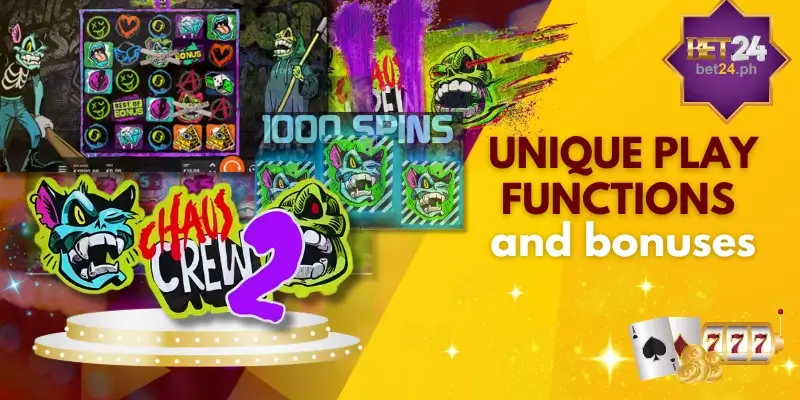 Unique play functions and bonuses