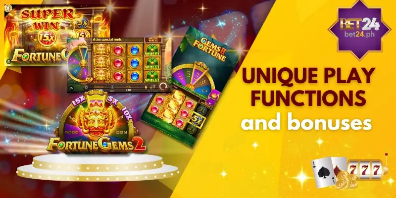 Unique play functions and bonuses