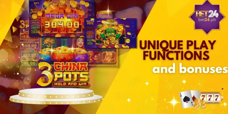 Unique play functions and bonuses